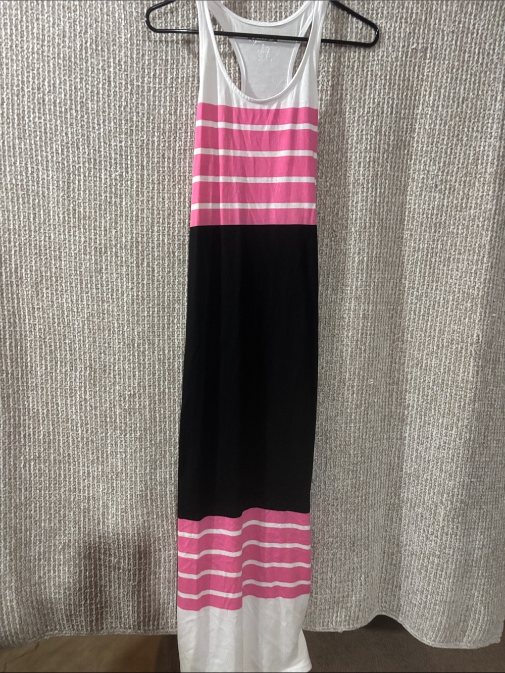 Just Love Pink, Black & White Stripe Maxi Dress